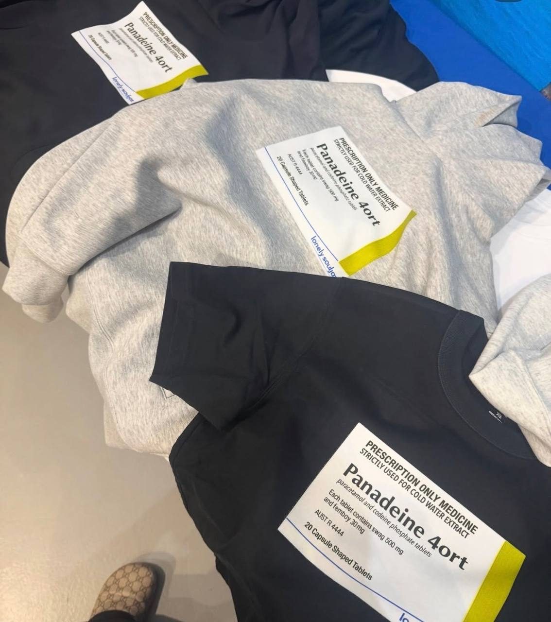 Panadeine hoodie, crewneck and tee range